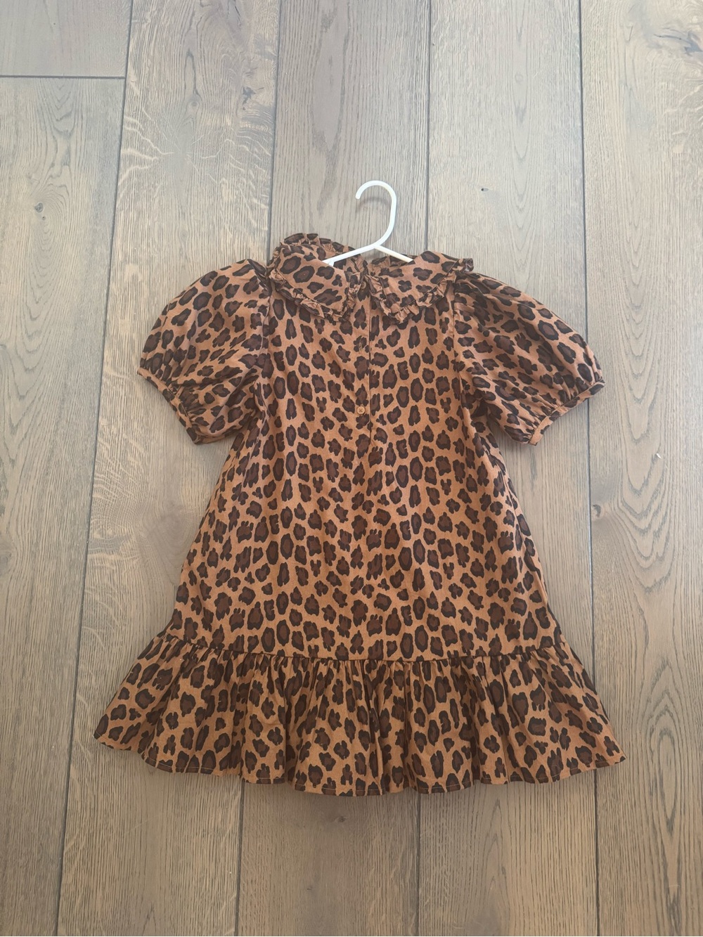 Janie and Jack Leopard Print Ruffle-Hem Dress - Brown